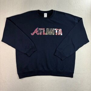 Y2K Atlanta Crewneck Sweatshirt Men XL Blue Braves Hawks Falcon United FC Gildan